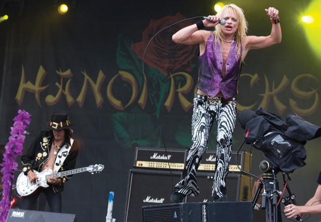 Andy ja Mike 2008
Hanoi Rocks, Ankkarock, Vantaa 2008.
Avainsanat: Hanoi Rocks Ankkarock Korso Vantaa Andy McCoy skulaa kitaristi Michael Monroe teksti rock kamera kuvata